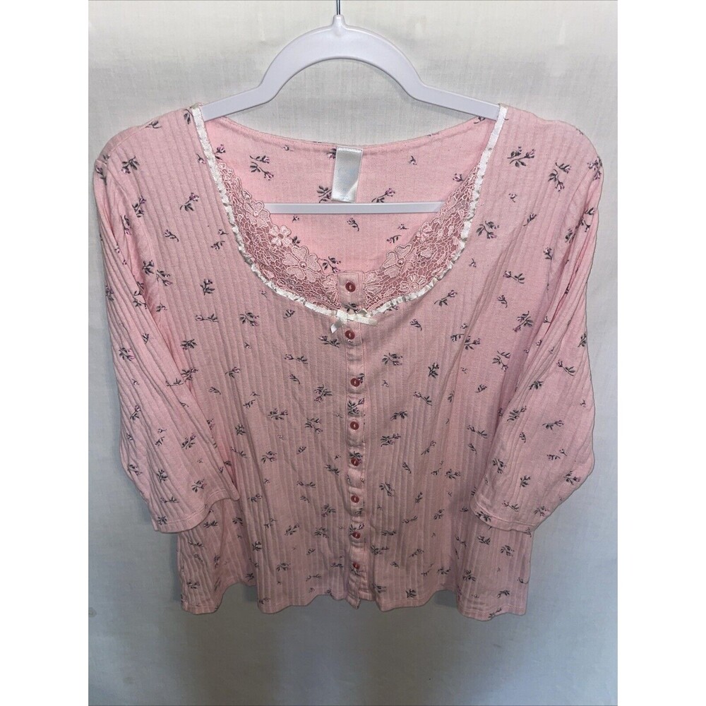 Adonna Women’s Pajama Top Size XL Pink Sleepwear Nighttime Bedtime
